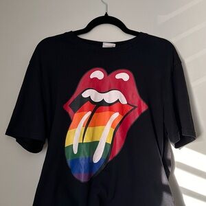 Rolling Stones Rainbow Tongue Crop Tee - Official (Size M)